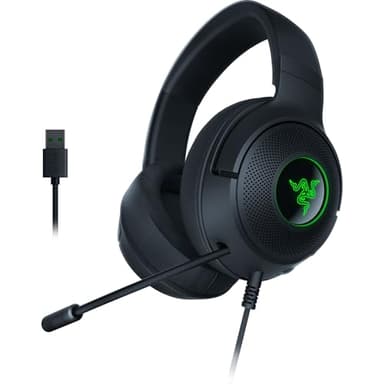 Razer Kraken V3 X - Kabelgebundenes USB-Gaming-Headset (Ultraleichter Kopfhörer, TriForce 40-mm-Treiber, HyperClear-Mikrofon mit Nierencharakteristik, 7.1 Surround Sound, RGB Chroma) Schwarz