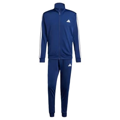 adidas Herren SPORTSWEAR BASIC 3 STRIPES TRICOT TRACKSUIT, Dark Blue, XL