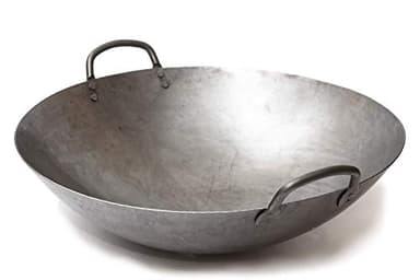 Craft Wok Großer, schwerer, handgefertigter Wok aus Carbonstahl im Kanton-Stil, 40 cm (Rundboden) / 731W87