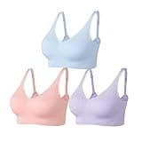Amazingjoys BH Damen Ohne Bügel Bustier Klassische Bequem Gepolstert Wohlfühl-BH 3er Pack,Rosa+blau+orange,M