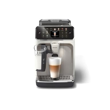 PHILIPS 5500 Series Kaffeevollautomat – 20 Getränke, Modernes Farb-Touchdisplay, LatteGo-Milchsystem, SilentBrew-Technologie, 100% Keramikmahlwerk, QuickStart, 1,8L Wassertank, Weißchrom (EP5543/90)