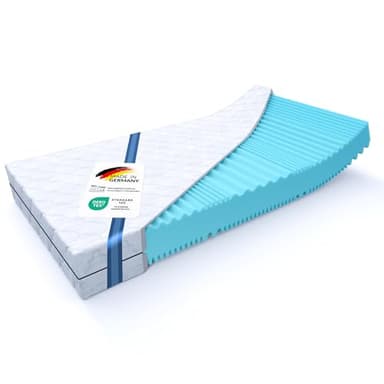 MSS e.K. Aqua Deluxe - 7 Zonen Wellness Kaltschaummatratze - 90 x 200 x 21 cm (Kernhöhe 19 cm) - Härtegrad H4 & H5 - Matratze Wendematratze Kaltschaum Oeko-TEX