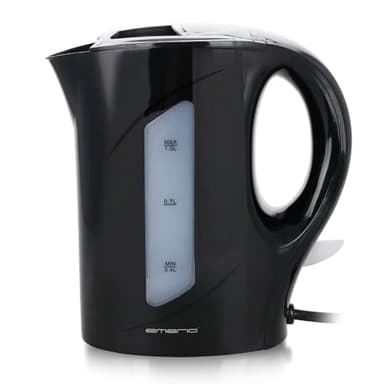 Emerio Wasserkocher, 1.0 Liter, 900 Watt, Wasserstandsanzeige, BPA-frei, Trockengehsschutz, beleuchteter Ein-/Aus-Schalter, ideal für Zuhause, Camping oder Büro, WK-121616.1, Schwarz