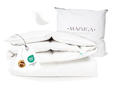 maxiga Reine Daunendecke Winter - 100% DAUNEN, 135x200 cm, extra warm 1800g Füllgewicht, atmungsaktiv & waschbar, Oeko-TEX Zertifiziert, Allergiker geeignet, hochwertige Baumwollhülle