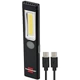 Brennenstuhl LED Akku Handleuchte PL 200 AC/LED Taschenlampe mit COB LED (200lm, inklusive USB C Ladekabel, bis zu 12h Leuchtdauer, Inspektionsleuchte COB mit Magnet und Clip)