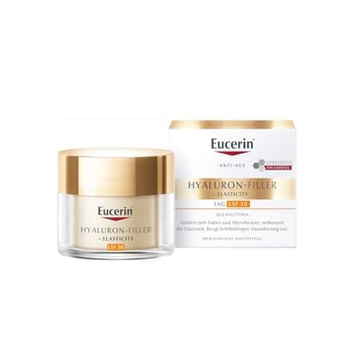 Eucerin Hyaluron-Filler + Elasticity Tagespflege LSF 30 50 ml, Anti Aging Tagescreme reduziert Falten und Pigmentflecken, pflegende Gesichtscreme mit Hyaluronsäure, Kollagen und Thiamidol