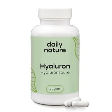 dailynature Hyaluronsäure 90 Kapseln | 1.100 kDa | hochdosiert mit 500 mg Natrium Hyaluronat pro Kapsel | vegan | ohne unerwünschte Zusätze | glutenfrei | laktosefrei