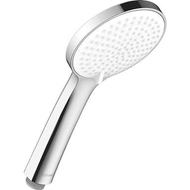 Duravit Universal Duschkopf, Duschbrause mit 3 Strahlarten (Rain, Intense Rain, Soft Rain), Handbrause rund (Ø 110 mm), mit wassersparender MinusFlow-Funktion, reinigungsfreundlich, Chrom/Weiß