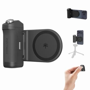 PGYTECH MagCam 2 Smartphone-Griff, 3-in-1 Modular-Kit, Bluetooth-Fernbedienung & Ladegriff & MagSafe Magnetischer Wireless-Ladeständer, für iPhone 12–17/Android 14 (Schwarz)