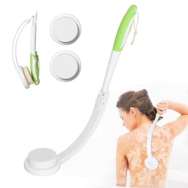 Rücken Eincremehilfe Set (3 Austauschbare Bürstenköpfe), Extra lange Rückenbürste mit langem stiel - 2024 Optimale Rückenpflege