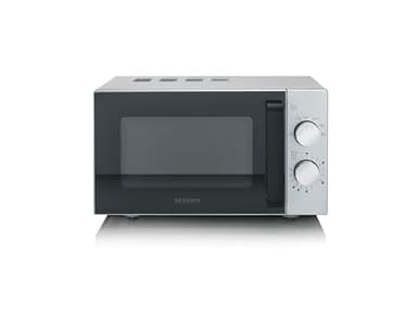 SEVERIN Solo-Mikrowelle mit Glasboden, ohne Drehteller, gleichmäßige Erwärmung, mit 6 Leistungsstufen, zwei Drehregler, 20 L, 800 Watt, matt/schwarz/Edelstahl, MW 9184