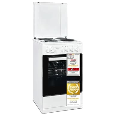 Exquisit Standherd, Standherd 50 cm Breite, Massekochfeld, einfach zu bedienen, 48 l Garraum, Elektro-Standherd 50 cm, EH9-3-090 weiss