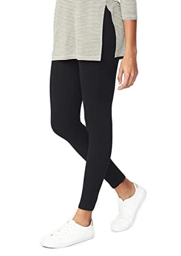 ELF KUCKUCK Damen Leggings Blickdichte Leggins Hose aus Baumwolle Schwarz (M-L)