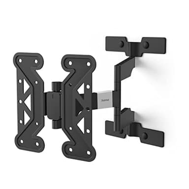 Hama TV Wandhalterung schwenkbar, neigbar, Slim (TV Wandhalterung 19-48 Zoll, VESA 100x100 bis VESA 200x200, bis 25kg, 3 Gelenke, ausziehbare Halterung, mit Fischer-Dübeln & Bohrschablone) schwarz