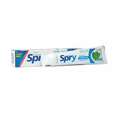 Spry Natürliche Xylitol Zahnpasta 140g (5oz) - Fluoridfrei, mild für empfindliche Zähne, sorgt für frischen Atem und angenehmes, hydratisiertes Mundgefühl, mit Pfefferminzgeschmack (Pack of 1)