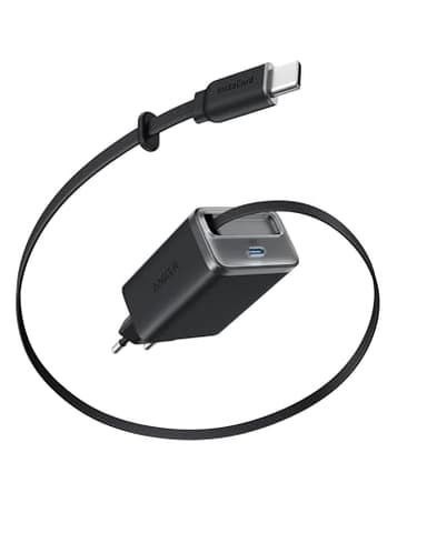 Anker Nano USB-C Ladegerät, 35W Max, kompaktes Netzteil, 2 Anschlüsse, Strapazierfähiges & integriertes Anker InstaCord-Kabel zum Ausziehen, Für iPhone 17/16/15 Serie, iPad, Pixel(Keine Powerbank)