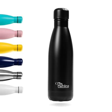 Otto Koning Trinkflasche Edelstahl 500ml – Vakuumisolierte Wasserflasche Thermo Auslaufsicher – Doppelwandige Thermosflasche Metall für Sport Schule Büro & Outdoor – BPA Frei & Rostfrei