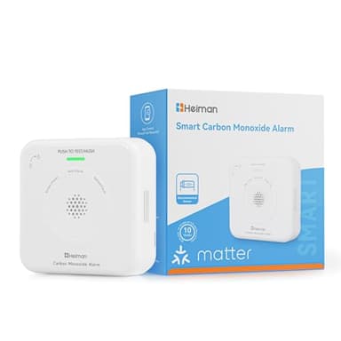 Heiman Smarter Kohlenmonoxid Melder Matter Over Thread (Hub Erforderlich) - CO Melder für SmartThings & Home Assistant, EN 50291, Austauschbare Batterie, 10 Jahre Sensor, 85dB, HS-725ES-M