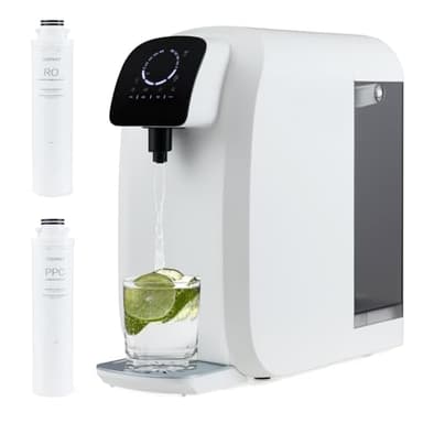 COSTWAY Umkehrosmose Wasserfilter, RO+PPC Wasserfiltrationssystem mit UV-Licht, Umkehrosmoseanlage Trinkwasserfilter für Zuhause, Osmoseanlage 4:1 Rein zum Abfluss (Schwarz)