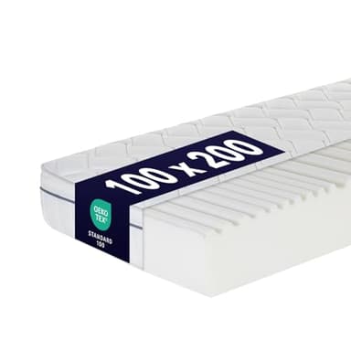 Ortho-RelaxMatratze 100x200cm, 23cm hoch, Härtegrad H4 & H5, 100 Nächte Probeschlafen, wendbar mit weicher & fester Seite, 7-Zonen-Komfortschaum-Matratze, Öko-Tex 100