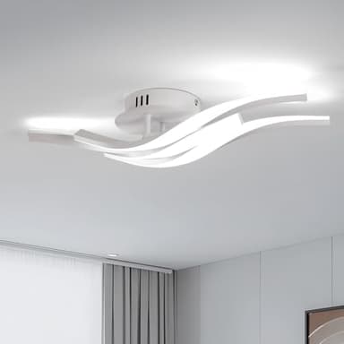 Comely LED-Deckenleuchte, kreative Wellenform-Deckenlampe, 24W, 2700lm, modernes Design, lang 520 mm, kaltweißes Licht 6500K, energieeffizient, einfache Montage für Wohnzimmer, Schlafzimmer, Küche