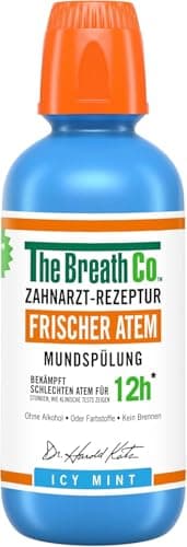 The Breath Co. Mundspülung (500ml), Zahnfleischpflege für bis zu 12 Stunden Frischer Atem, Antibakterielles Mundwasser für Zahnpflege gegen Mundgeruch, Alkoholfrei, Eis Minze