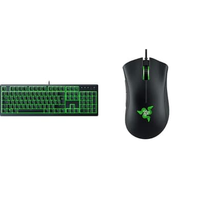 Razer Ornata V3 X - Flache Membran-Tastatur mit Razer Chroma RGB QWERTZ | DE-Layout, Schwarz & DeathAdder Essential (2021) - Essentielle Gaming-Maus mit optischem 6.400-DPI-Sensor Schwarz