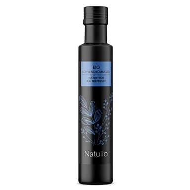 Natulio Bio Schwarzkümmelöl kaltgepresst, ungefiltert und naturrein 100ml - reich an Thymochinon und Linolsäure - 100% ägyptische Nigella sativa - sehr intensiver Geschmack - DE-ÖKO-006 zertifiert