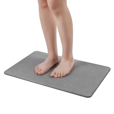 WALL QMER Badematte aus Diatomeenerde-Stein schnelltrocknend rutschfest super saugfähig leicht zu reinigen 60x39 cm dunkelgrau für Badezimmer