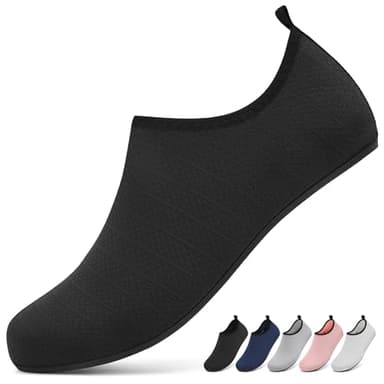 Sixspace Badeschuhe Damen Herren Wasserschuhe Schnell Trocken Schwimmschuhe Leicht Strandschuhe Aquaschuhe Outdoor Barfußschuhe(Schwarz 44 EU)