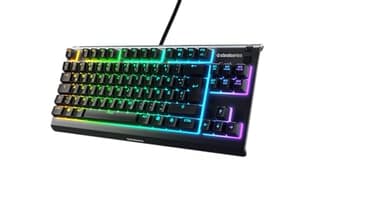 SteelSeries Apex 3 TKL Gaming Tastatur – RGB - Kompakter Tenkeyless-Formfaktor – 8-Zonen-RGB-Beleuchtung – Wasser- und Staubresistenz – Flüsterleise Gaming-Switches - DE Layout QWERTZ - Schwarz