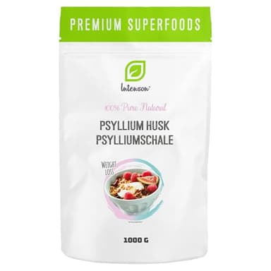 INTENSON Flohsamenschalen 1 kg – Reine Natürliche Ballaststoffquelle, Ideal zum Mischen mit Wasser, Getränken & Säften – Vegetarisch & Vegan