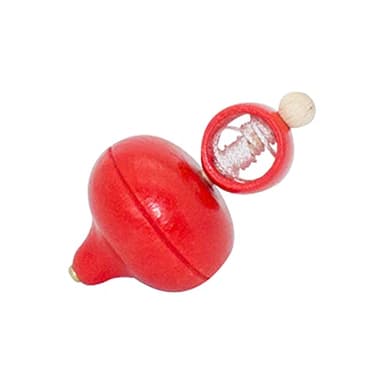 Schnurkreisel aus Holz, Klassischer Kreisel mit Schnurantrieb (rot) 6420