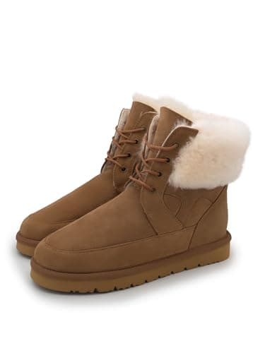 Rohn Moden Lammfell Boots Skara für Damen und Herren, unisex, Winter-Stiefel aus echtem Schaffell, warme Schneeschuhe in braun, leichte Wildleder Stiefletten 40