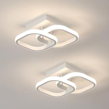Comely 2 Packung LED Deckenleuchten Modern, 24W 2700LM Kleine Quadratische LED Deckenleuchte, Innenbeleuchtung für Schlafzimmer, Wohnzimmer, Gang, Natürliches Licht 4500K, Weiß, 24cm