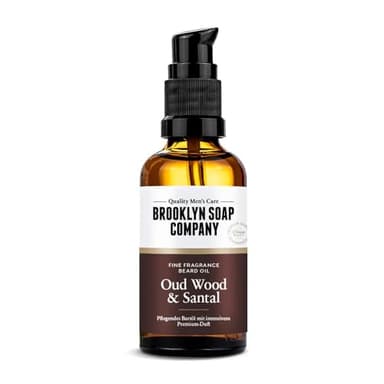 Brooklyn Soap Company Bartöl 50 ml Oud Wood & Santal - Pflegendes Bart Öl für Herren - Für die tägliche Bartpflege - Beard Oil in Reisegröße, ideal als Geschenk für Männer