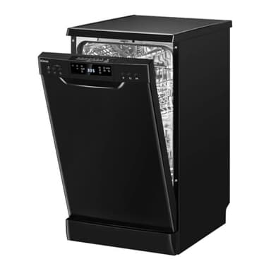 Bomann Geschirrspüler 45 cm, 10 Maßgedecke, Spülmaschine Stand o. Unterbau, 7 Programme & 2 Sprühebenen, Dishwasher mit Startvorwahl, Geschirrspüler unterbaufähig GSP 7418 schwarz