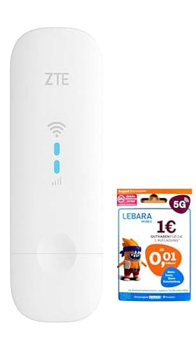 ZTE MF79U Wingle CAT4-4G entsperrtes WLAN-USB-Modem, kostengünstiges Reise-WLAN, 150 Mbit/s, Externe Antennenanschlüsse, Weiß inklusive Lebara SIM-Karte