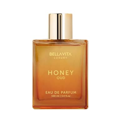 BellaVita Luxury Honey Oud Eau de Parfum (100 ml) | Patchouli, Vanille, Bergamotte, blumig & würzig + Hergestellt mit reinen & veganen ätherischen Ölen + Tierversuchsfrei | Langanhaltender Unisex-Duft