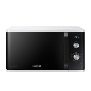 Samsung MG23K3614AW/EG Mikrowelle mit Grill / 23 Liter Garraum / 800 W/Großes Grillelement für gleichmäßige Bräunung/Kratzfester Keramik-Emaille-Innenraum, Weiß