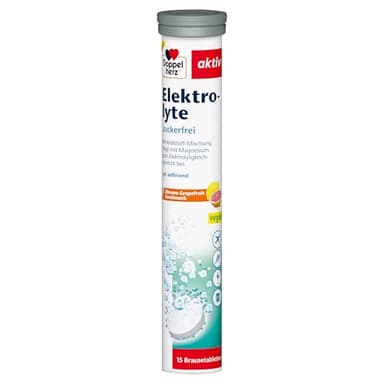 Doppelherz Elektrolyte - Trägt mit Magnesium zum Elektrolytgleichgewicht sowie zur Verringerung von Müdigkeit bei - 15 zuckerfreie Brausetabletten mit Zitronen-Grapefruit Geschmack