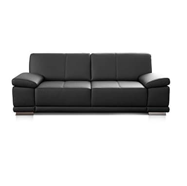 CAVADORE 3,5-Sitzer Ledersofa Corianne / Großes Sofa im Echtlederbezug und modernem Design / Mit verstellbaren Armlehnen / 248 x 80 x 99 / Echtleder schwarz