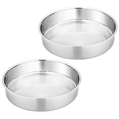 Homikit Backform, Edelstahl Rund Kuchenform Backformen 2er Set, 20 cm, gesund & ungiftig, Hochglanzpoliert, leicht zu reinigen und spülmaschinenfest