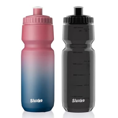 SLUXKE 1L Fahrrad Trinkflasche 2 Stück, Easy Squeeze Fahrradflaschen 1000ml BPA Free, Kein Geruch, Auslaufsicher, Geeignet Rennrad Trinkflasche für Outdoor, Fitness, Radfahren, Laufen