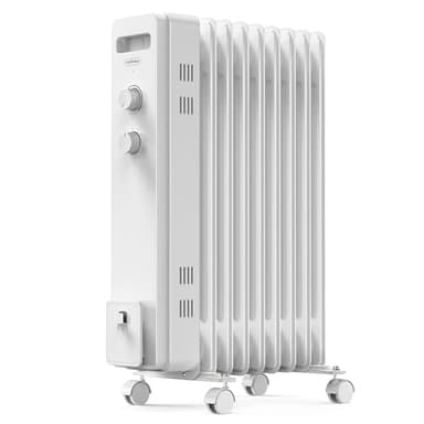 VonHaus Ölradiator, Elektrischer Heizkörper für Homeoffice, Elektroheizung zum Schnellen Wärmen Jedes Raums, Mit Thermostat, 2,5 kW Ölheizer für Maximale Wärme (Weiß, 9 Rippen)