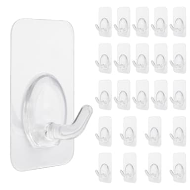 4smile Klebehaken extra stark - 24 Stück magische Haken, Klebehaken transparent für Fensterrahmen - Flexible Wandhaken selbstklebend für Badezimmer, selbstklebende Haken ohne Bohren für Deko