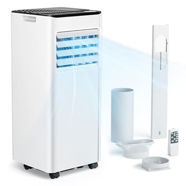 Mobile Klimaanlage 9000 BTU mit Abluftschlauch | 4-in-1 Mobiles Klimagerät | Leiser Betrieb <48 dB | Digitaldisplay + Fernbedienung | Fenster-Installationsset | 24h-Timer | Für Räume bis 25 m²