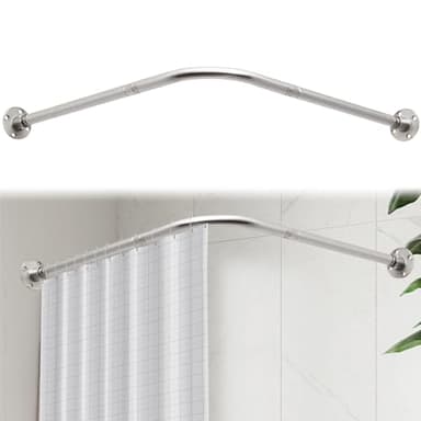 Duschvorhangstange L Form,68-98cm x 68-98cm Verstellbare Duschstange Ecke aus 304 Edelstahl 16kg Tragkraft,für Badewanne Badezimmer Ankleidezimmer,Bohr-Montage Erforderlich
