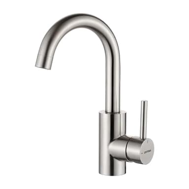 GRIFEMA Wasserhahn Bad - 360° drehbarer Einhebelmischer, Edelstahl Waschtischarmatur 180 mm Hoch, Kalt- und Warmwasser, Wassersparend, Einfache Montage, 3/8″ Anschluss, Badezimmer Gäste-WC, G1002A