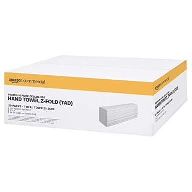 AmazonCommercial Multifold (Z-Falz) Papierhandtücher, 2-lagig Premium (TAD), 2600 Blätter (130 Blätter, 20-er Pack), Blattgröße: 24 x 20,3 cm, H2-Spender Kompatibel